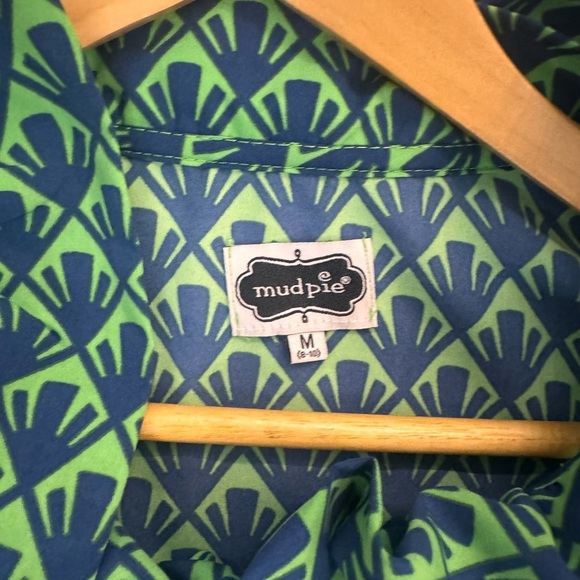 MUD PIE Green and Blue Patterned Sleeveless Dress size medium - Picture 5 of 6